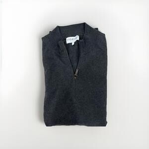 LEDBURY MENS COTTON QUARTER ZIP SWEATER LARGE CHARCOAL MADE IN ITALY VGC!